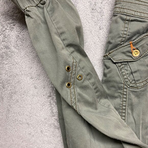 Akademiks  Womens Olive Green Cotton Jumpsuit L Button Up Y2K Gorpcore Pockets - Picture 9 of 14